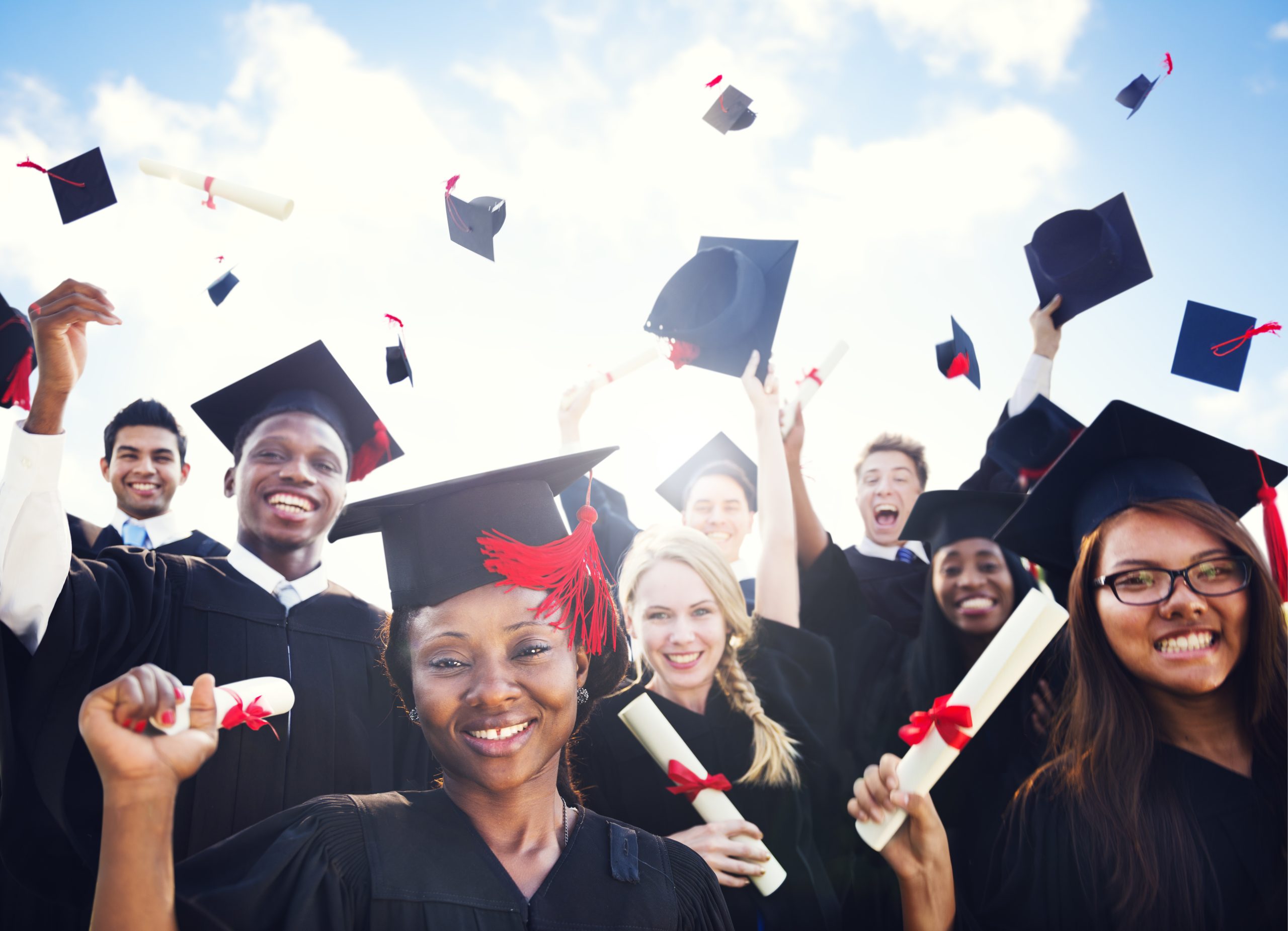Legacy School graduates celebrating at commencement